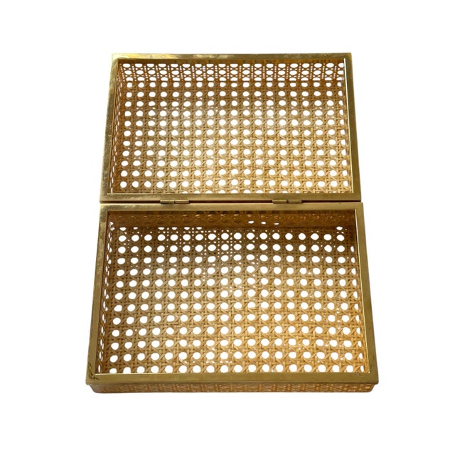 Vintage Dior Vienna Straw/Cannage Lucite Brass Box Large For Sale In Miami - Image 6 of 10