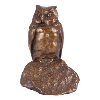 Bronze Figure of Watching Owl on Rocks, 1960s For Sale