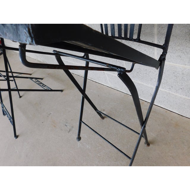 Vintage French Style Wrought Iron Outdoor Dining Bistro 3 Piece Set "A" For Sale - Image 9 of 14