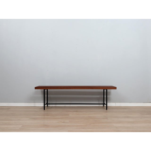 Mid-Century Slatted Teak Bench with Iron Frame, Italy, 1950s For Sale - Image 10 of 12