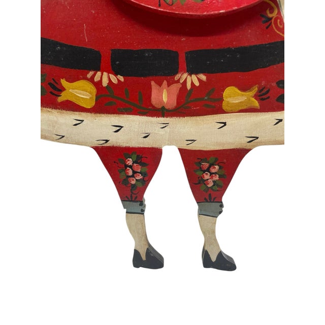 Mid 20th Century Vintage Hand Painted Folk Art Wooden Santa For Sale - Image 5 of 7
