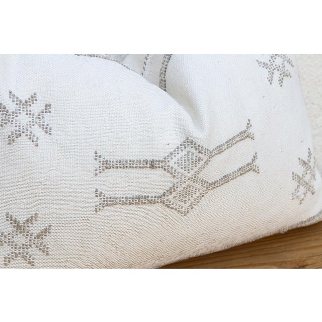 1990s White Diamond Lumbar Moroccan Silk Pillow For Sale - Image 5 of 8