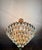 1960s Luxury Mid-Century Style Natural High-Gleam Solid Brass & Ice-Blue Turquoise Crystal 6-Light Flush Mount Chandelier For Sale - Image 9 of 9