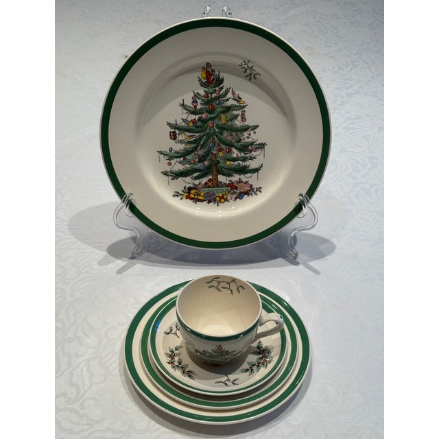 This 1970's Made-in-England Christmas Tree set includes 5-piece settings for 12, a total of 60 pieces. It is being offered...
