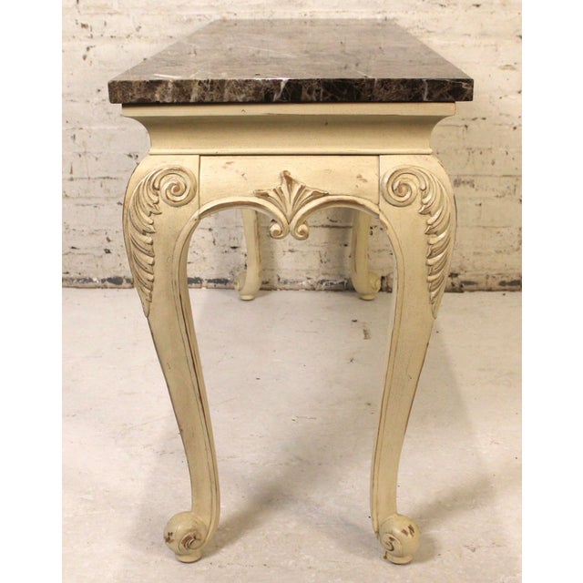 Mid 20th Century Gorgeous Painted Console With Brown Marble Table Top For Sale In New York - Image 6 of 15