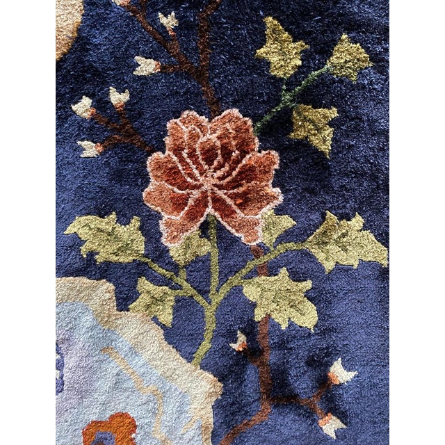 Blue Art Deco Chinese Handmade Silk Bautou Tapestry Rug For Sale - Image 8 of 17