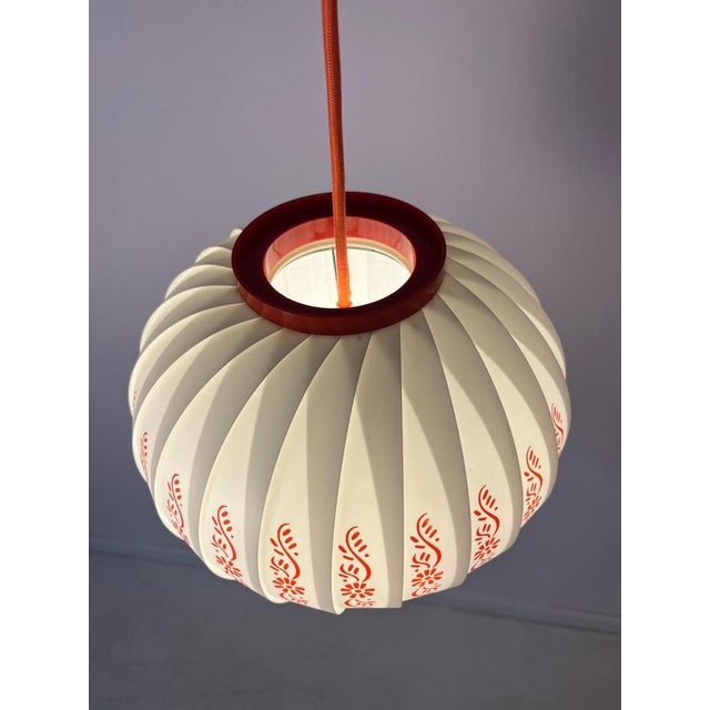 Pendant Lamp with Red Floral Details by Lars Schiøler For Sale - Image 4 of 11