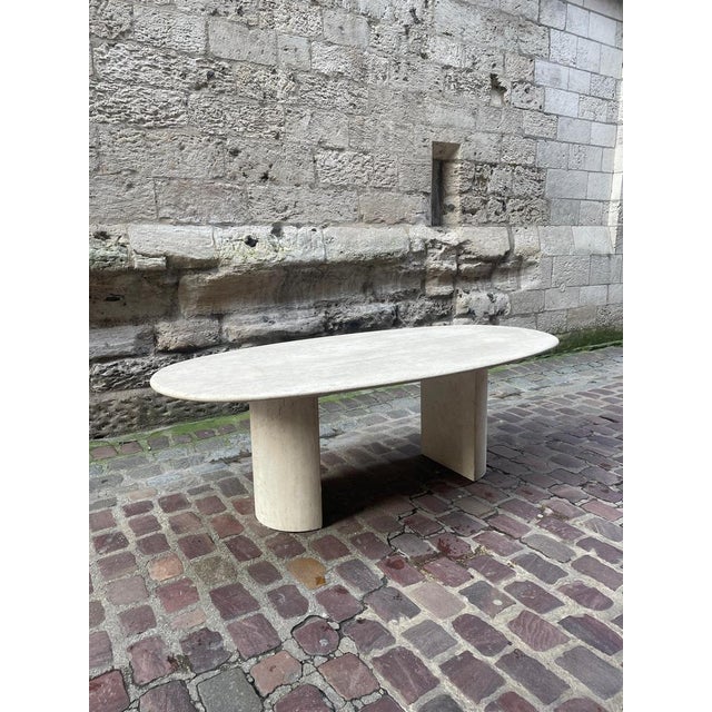 Stone Vintage Brown Travertine Table, 1960s For Sale - Image 7 of 8