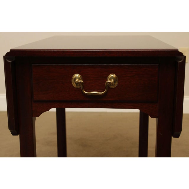 Chocolate Custom Chippendale Style Drop Leaf Pembroke Table For Sale - Image 8 of 13