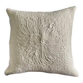 Dahlia Floral Hand Quilted Decorative Silk Pillow Cover For Sale