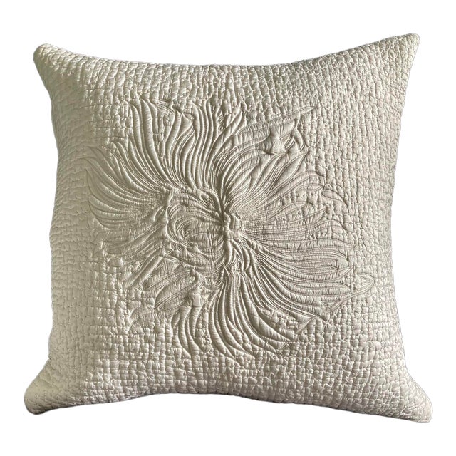 Dahlia Floral Hand Quilted Decorative Silk Pillow Cover For Sale