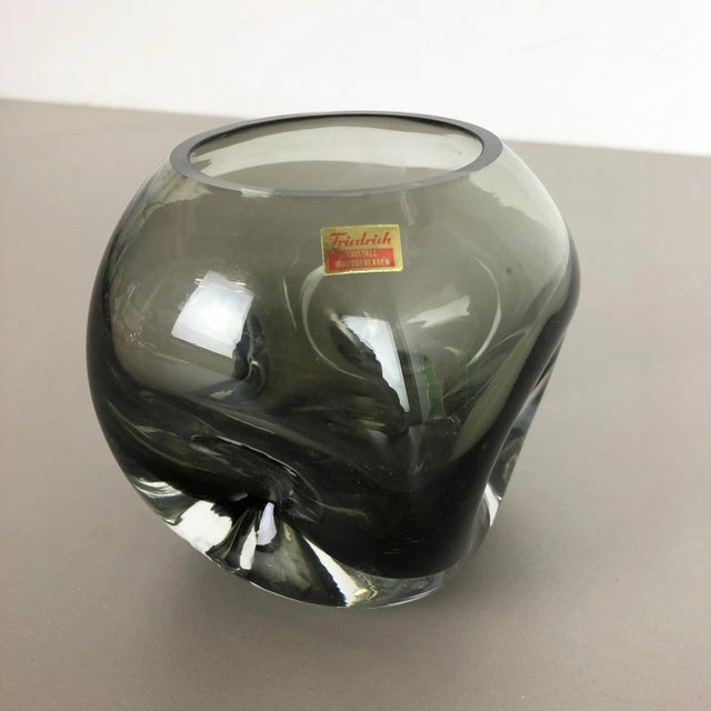 Green Cubic Green Handblown Crystal Glass Vase from Friedrich Kristall, Germany, 1970s For Sale - Image 8 of 13