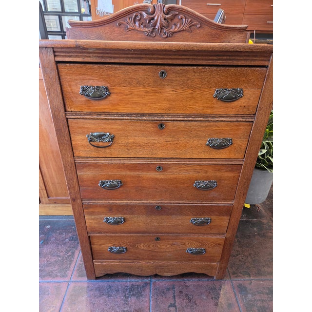 Antique Victorian Oak Dresser Tall Chest 1875-1890 For Sale - Image 12 of 15