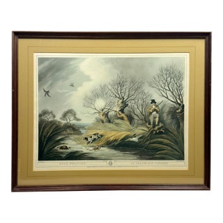 Georgian English Samuel Howitt “Duck Shooting” Hand-Colored Aquatint, Published 1807 For Sale