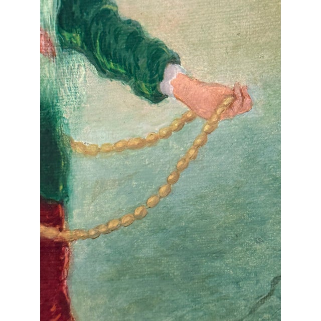 Green Roberto De Lucchi Crosa Female Painting, Vintage For Sale - Image 8 of 12