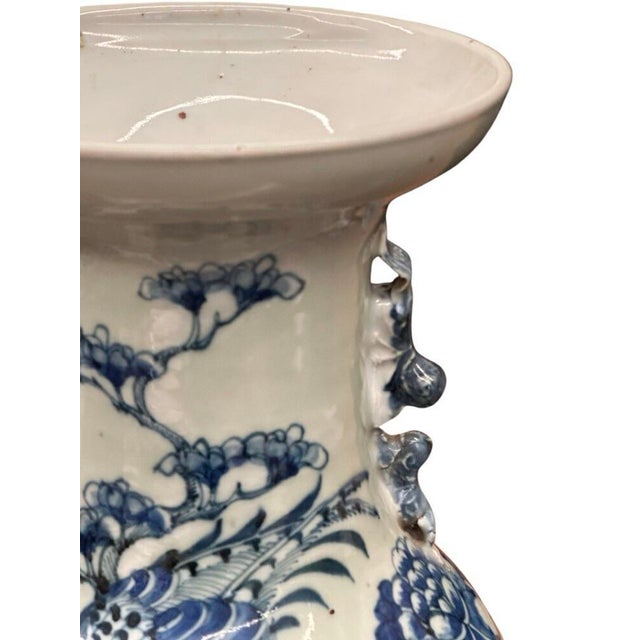 Blue Pair of Late 19th Century Chinese Blue & Celadon Vases With Handles For Sale - Image 8 of 12