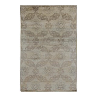Rug & Kilim’s Classic Style Rug in Beige-Brown and Silver-Gray Floral Patterns For Sale