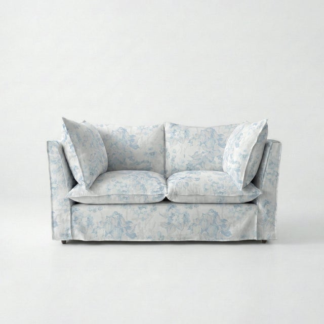 Not Yet Made - Made To Order Sophie Conran Coco 2 Seater Sofa - Andrew Martin Midsummer Faded Blue with Knife Edge Cushion For Sale - Image 5 of 5