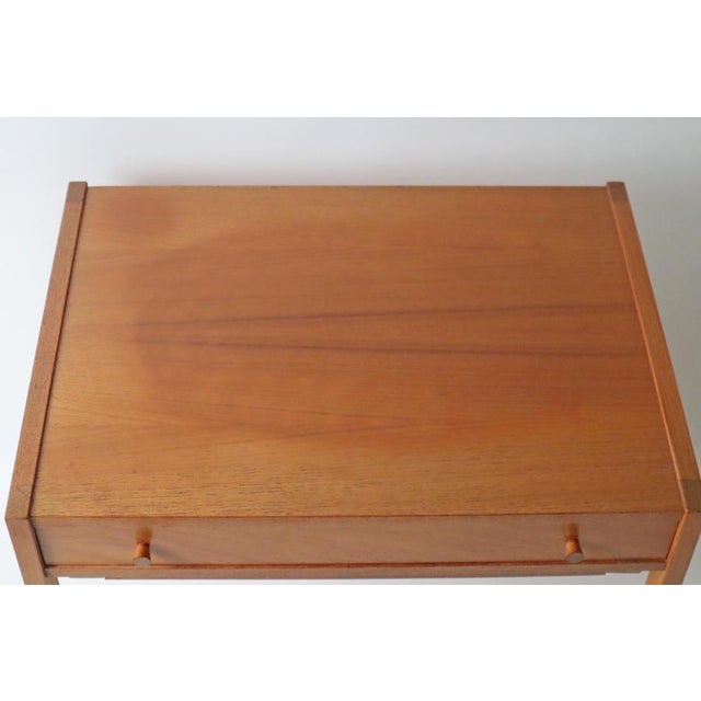 Sewing Side Table with Rattan Basket, Denmark, 1950s For Sale - Image 4 of 13