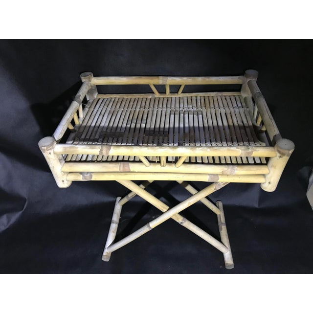 Bamboo & Rattan Foldable Coffee Table With Tray, 1970s. For Sale - Image 3 of 18