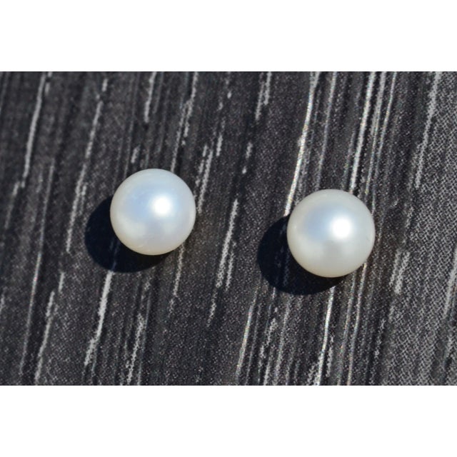 14K Yellow Gold Pearl Stud Earrings. Two classic white 5.5mm pearls make these the perfect set of studs to wear casually...