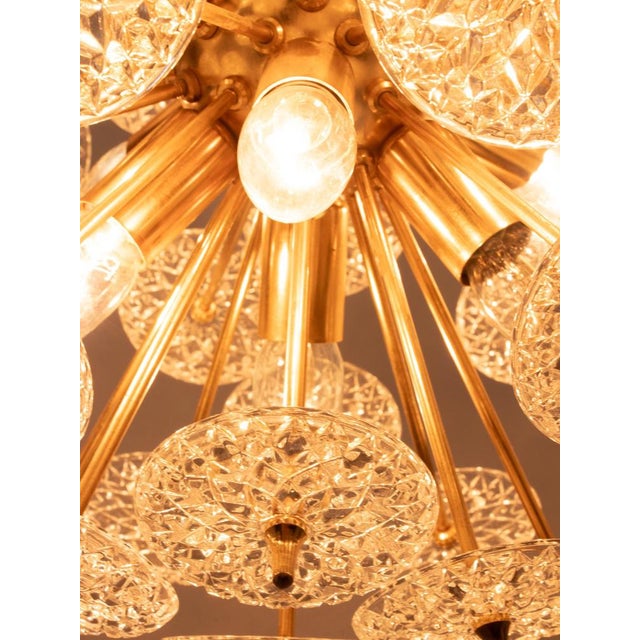 Mid-Century Modernist Floral Sputnik Chandelier in Brass and Crystal from Val Saint Lambert, 1960s For Sale - Image 10 of 11