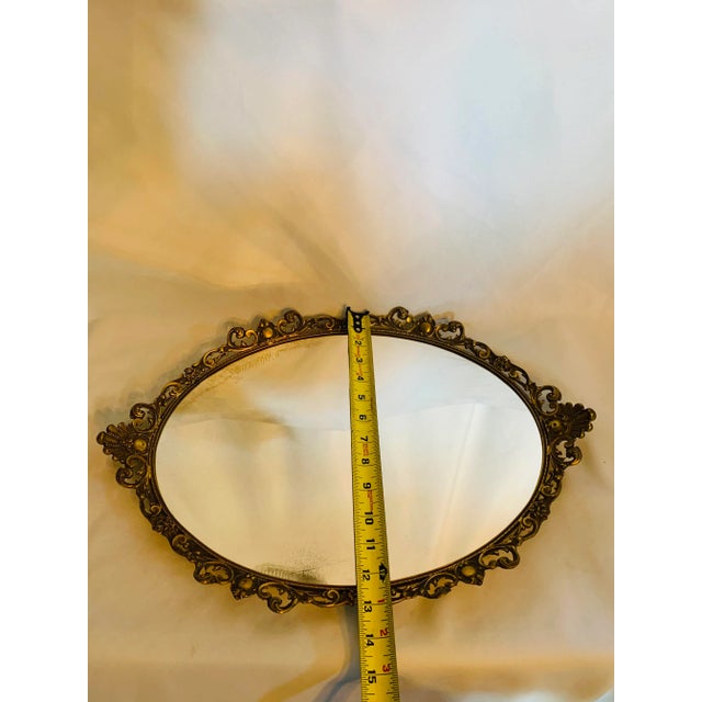 Vintage Ormolu Oval Mirror Vanity Tray For Sale - Image 12 of 13