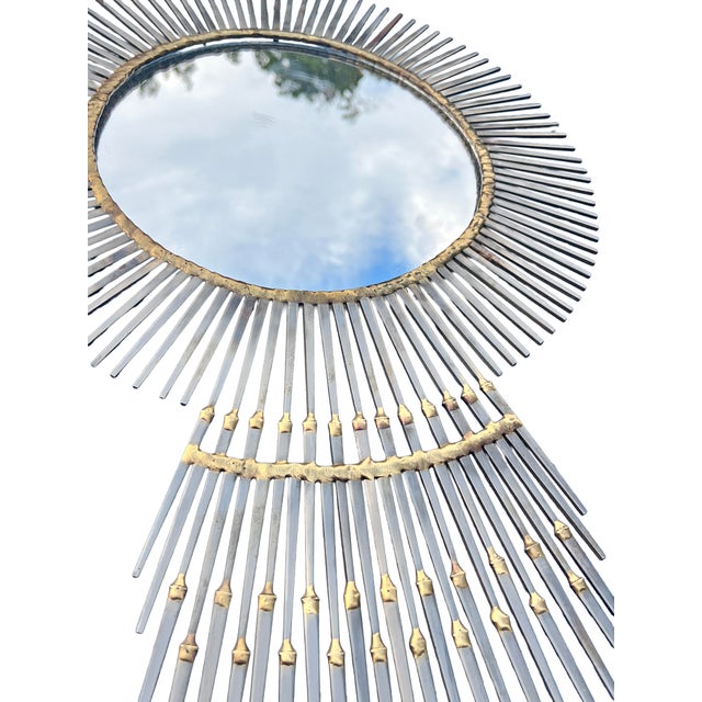 Vintage Modern Brutalist Design Set of 3 Metal Mirror Wall Art in Curtis Jere Attributed Styles For Sale - Image 9 of 10