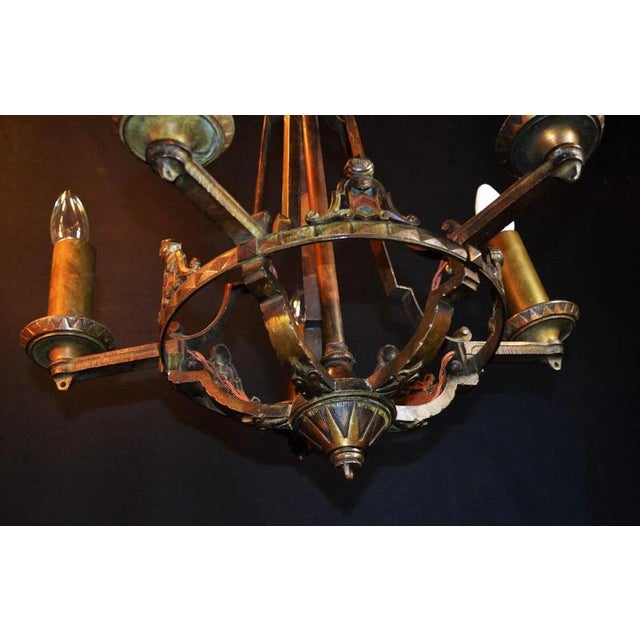 Gold Louis XVI Art Deco French Gilt Bronze Five-Light Chandelier, 1920s For Sale - Image 8 of 13