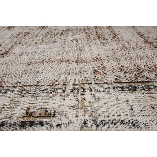 1950s Vintage Distressed Persian Tabriz Rug For Sale - Image 5 of 8