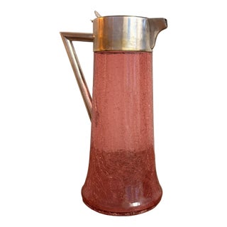 Large Antique Edwardian Cranberry Glass Water Jug, 1900s For Sale