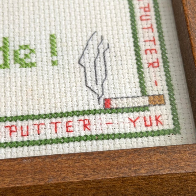 'Please Take Your Butt Outside', Framed Cross Stitch Embroidery For Sale - Image 11 of 12