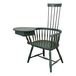 1960s Vintage Windsor Writing Chair by Barnard & Simonds Co. In Green For Sale