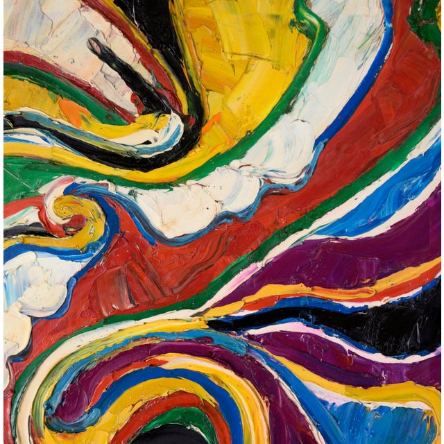 Abstract Heavily Textured Abstract Expressionist Composition in Oil on Canvas by Harald Dry Schmidt For Sale - Image 3 of 9