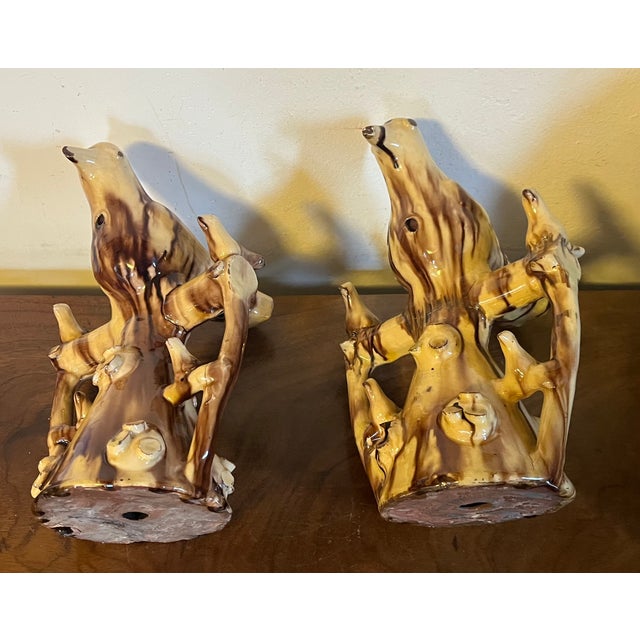 19th Century English Folk Art Staffordshire Redware Slip Decorated Treacle Glaze Bird Dovecote Whistles, Circa 1820 - A Pair For Sale - Image 11 of 11