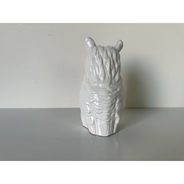 Italian Vintage Italian White Ceramic Glazed Owl Sculpture For Sale - Image 3 of 8