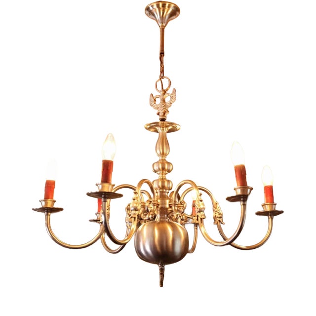 Flemish Chandelier in White Metal, 1960s For Sale