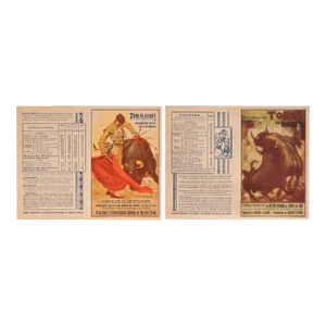 1950's Spanish Bullfighting Poster, Plaza De Toro, Valencia (Set of 2)