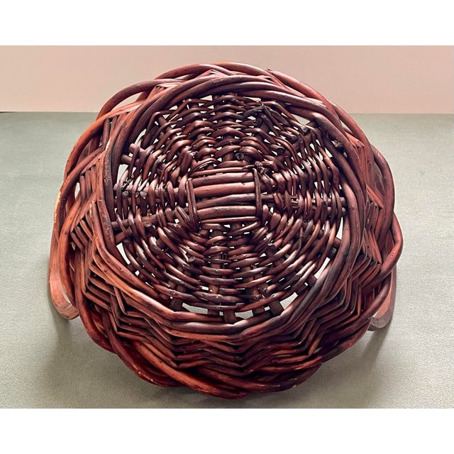 Brown Vintage Natural Wicker Handled Basket For Sale - Image 8 of 8