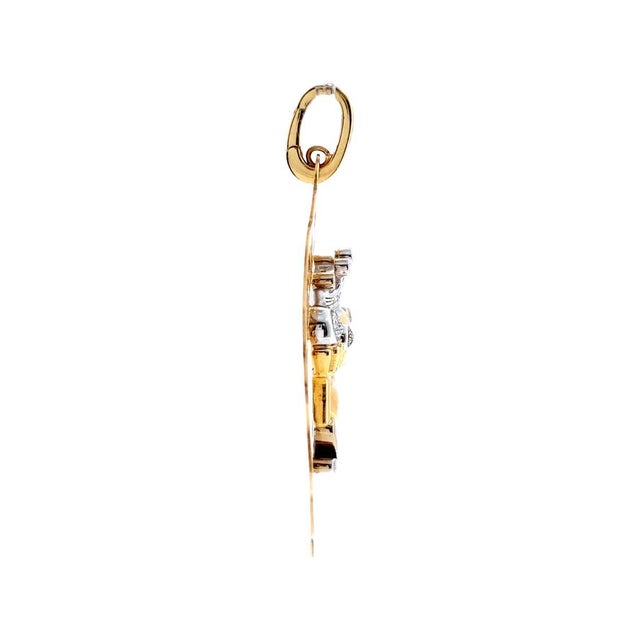 Chantecler Capri 18K white and yellow gold large logo Frog Prince charm pendant with diamonds. Diamonds: 0.21ctw...