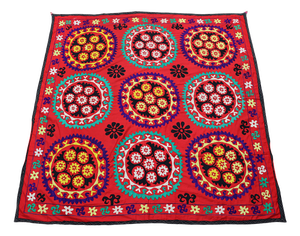 Vintage Hand Embroidered Suzani Wall Hanging, 1920s