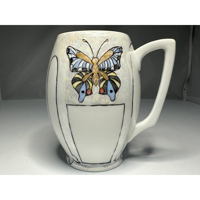 Early 20th Century Art Nouveau Bavaria Hand-Painted Butterfly Mug For Sale - Image 6 of 9