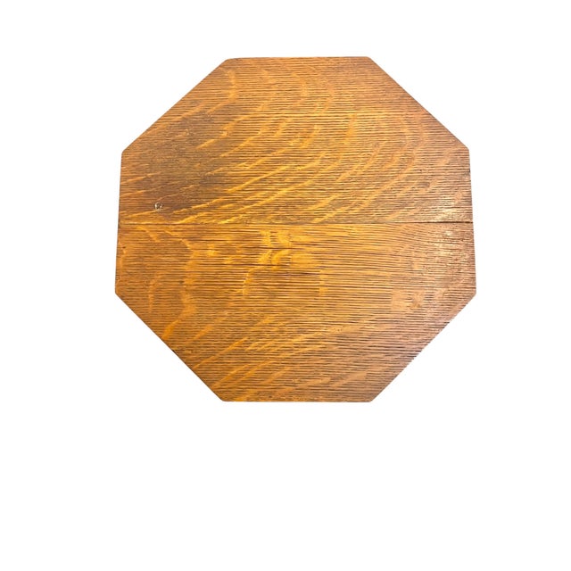 Antique Oak Folk Art Arts and Crafts Mission Table For Sale - Image 16 of 16