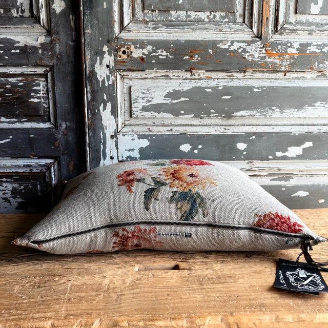 2020s French Linen Lumbar Pillow Cover – Imperial Bouquet For Sale - Image 5 of 7