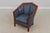 Stickley Pair of Stickley Cherry Blue Leather Club Chairs For Sale - Image 4 of 15