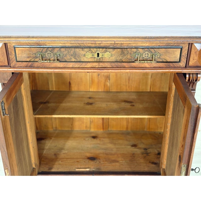 Antique Gründerzeit Vertiko Chest of Drawers in Walnut Veneer with Brass Fittings, Late 19th Century For Sale - Image 3 of 12