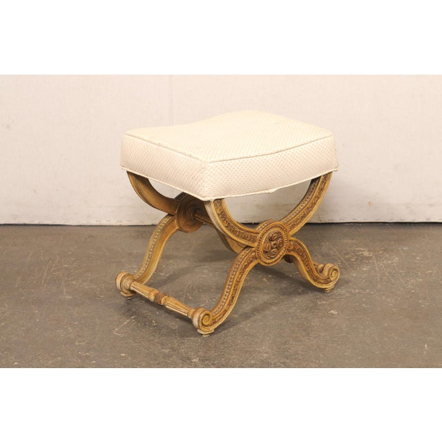 Tan French Louis XVI Inspired Curule Stool For Sale - Image 8 of 13
