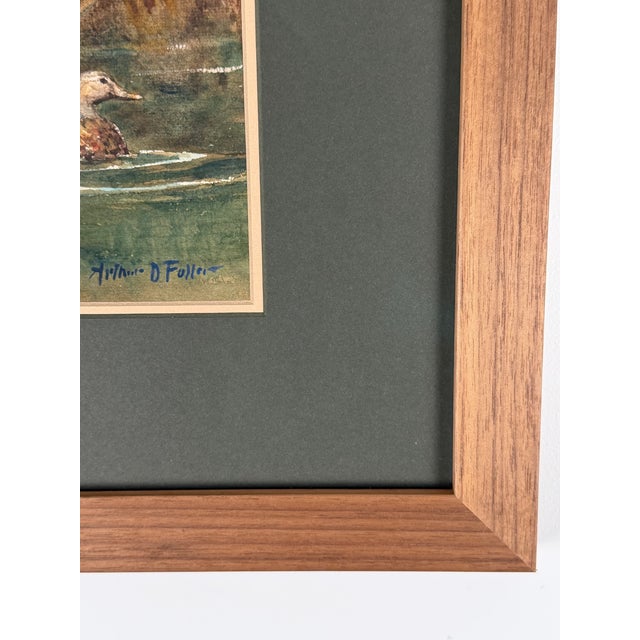 Paint Original 1953 Arthur D. Fuller Watercolor – "Mallards in the Reeds" (Salmagundi Club) For Sale - Image 7 of 12