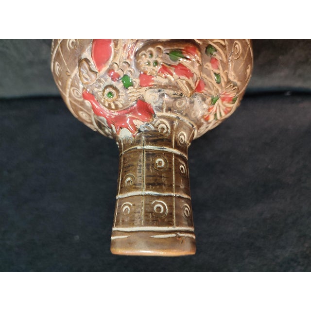 Ceramic Chinese Ceramic Vase,Brown White Glaze Porcelain Tianqiu Vase Hand Carved Cock Pattern For Sale - Image 7 of 12