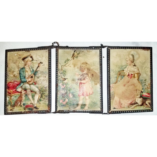 French 1920s Small Triptych Antique Mirror For Sale - Image 3 of 4